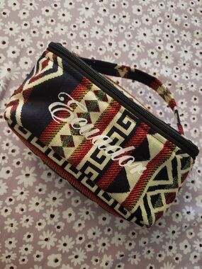 Canvas Tribal Print Cosmetic Pouch - Multicolor